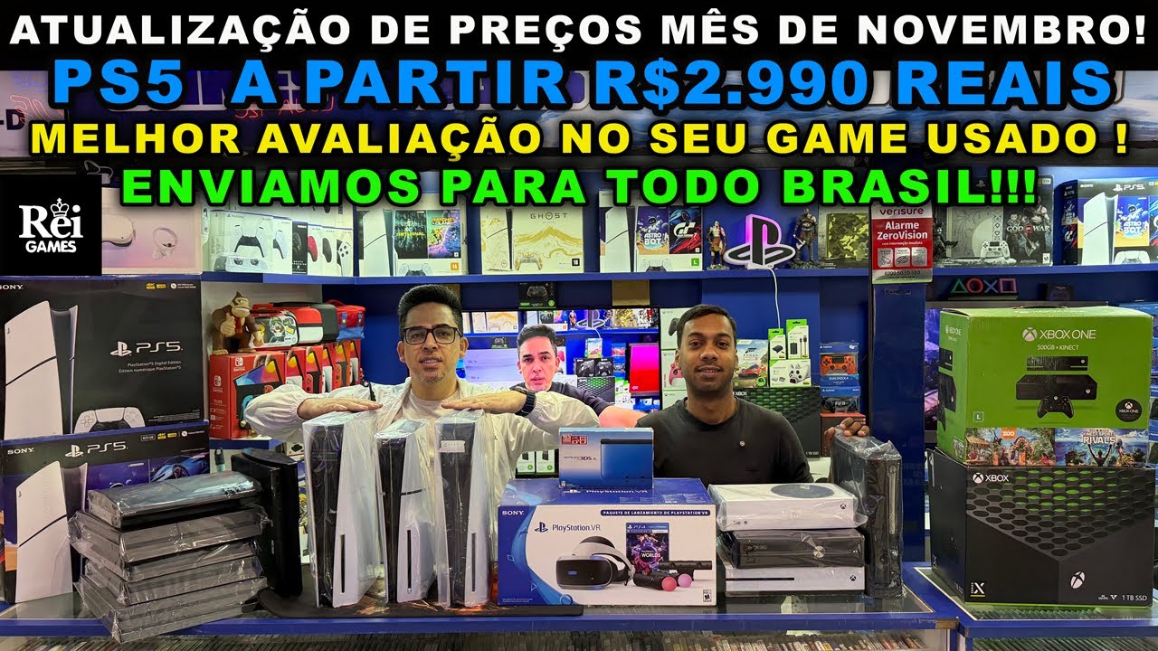 PS5 A PARTIR R$2.990 REAIS! MELHOR AVALIAÇÃO NO SEU GAME USADO - REI GAMES