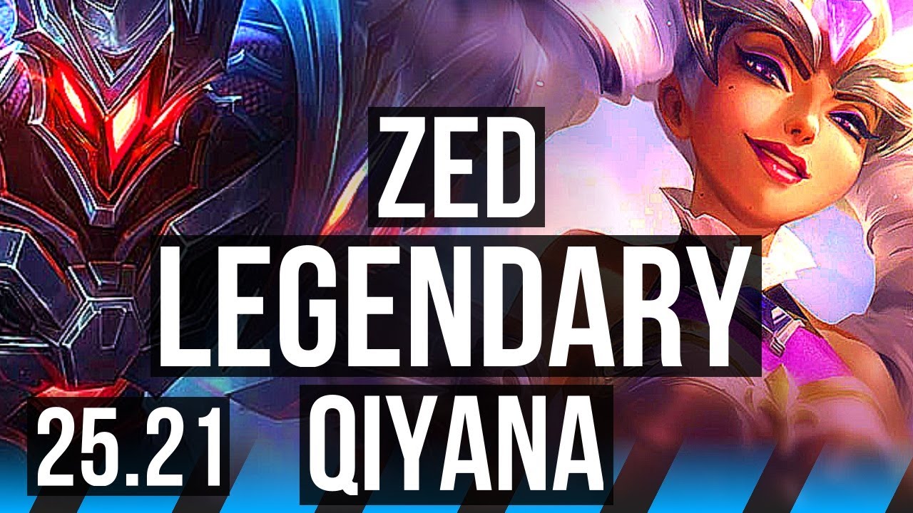 ZED vs QIYANA (MID) | 15/1/7, 6 solo kills, Legendary, 600+ games | KR Master | 25.21