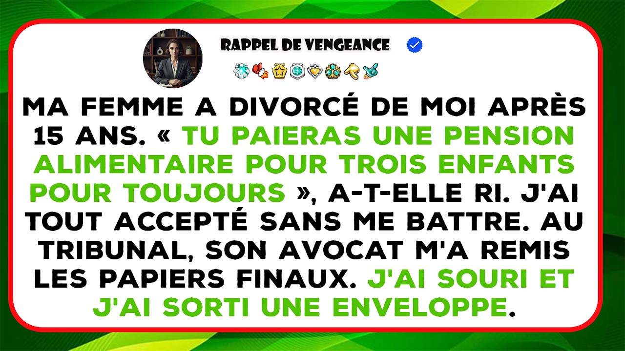 Elle Exige Une Pension Pour Trois Enfants; Au Tribunal, J’ouvre Une Enveloppe Et Tout Bascule.
