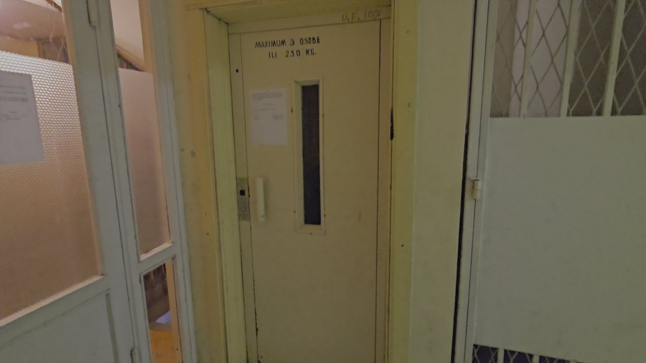 Original and slow 1970s Končar elevator at Mića Vavića 3 in Herceg Novi, Montenegro
