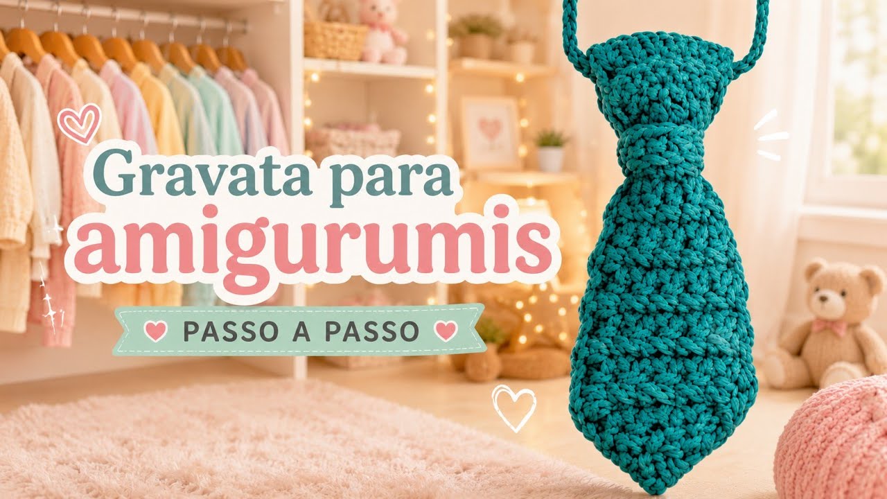 MINI GRAVATA EM CROCHÊ PARA AMIGURUMIS. RÁPIDA E FÁCIL DE FAZER #gravataemcrochê