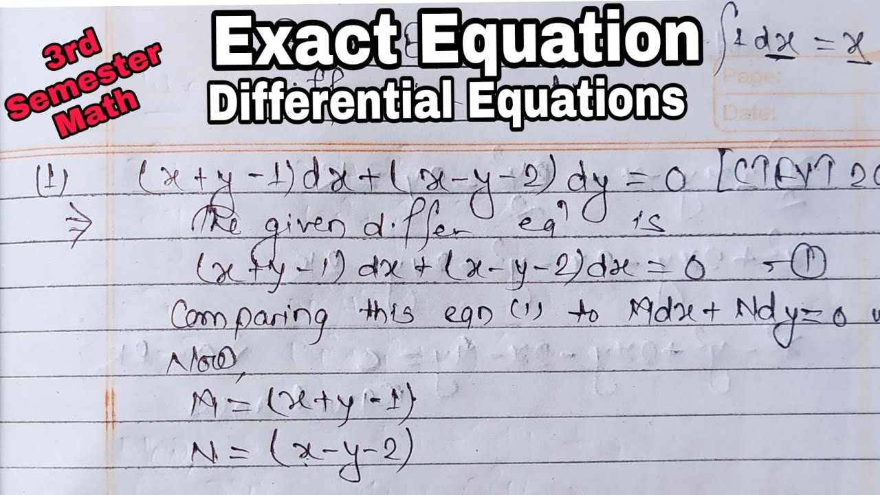 CTVET Diploma Exact Form of Differential Equation || 3rd Semester Math | Exact differential equation