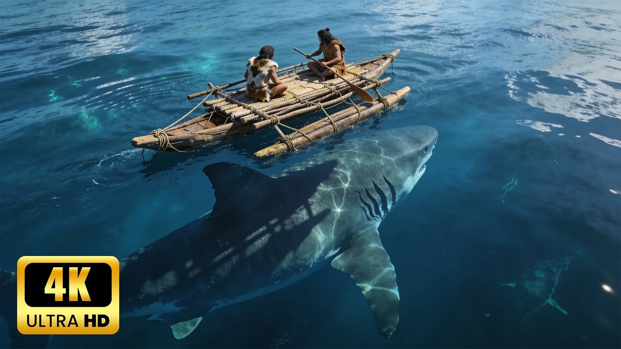 Primeval World | The Ancient Deep | Coastal Cliffs and Megalodons  | Relaxing Music - 4k UltraHD