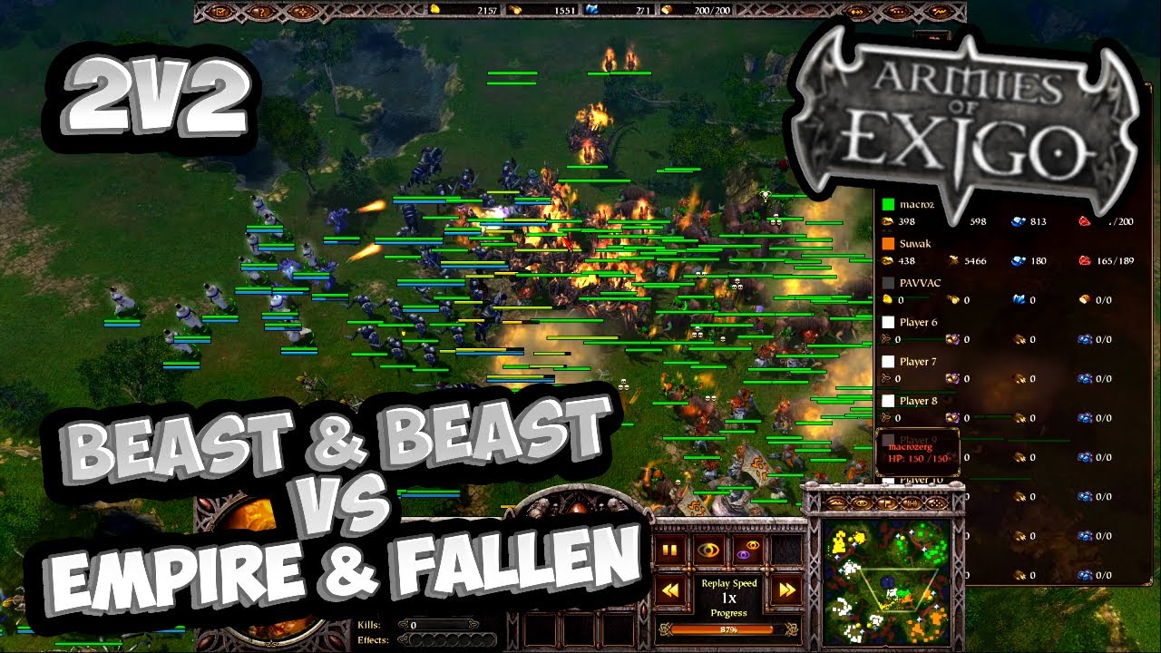 Can Suwak and MaCrOzerg dominate with double Beast? 2v2 - Armies of Exigo