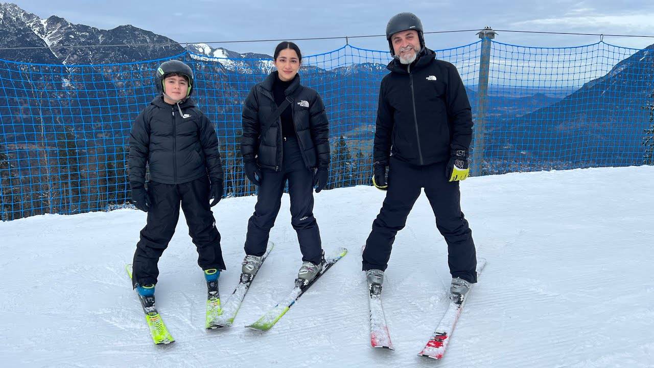 أول يوم تدريب تزلج 🎿مع ولادي في جبال الالب 🏔️أجواء ساحرة