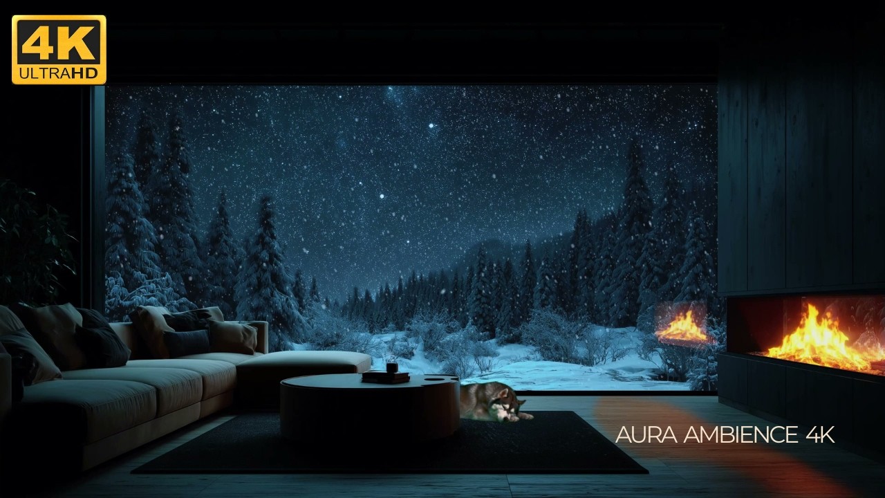 Cozy Snow Night in a Modern Cabin | Relaxing Piano for Sleep & Study