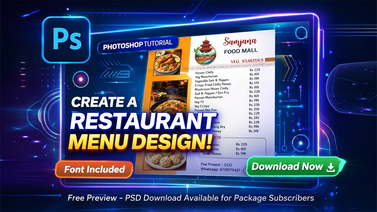 Hotel Menu PSD Template Edit Tutorial | Photoshop Guide (Nepali) | MP-552