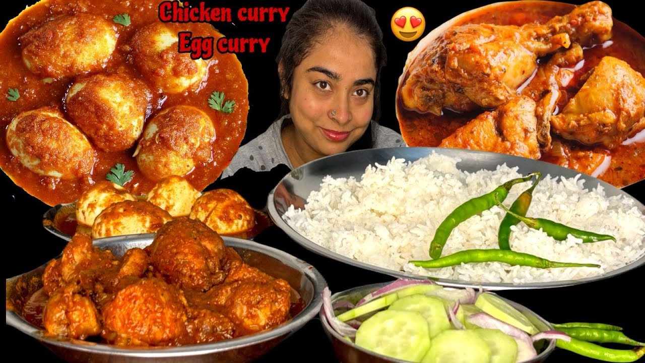 ASMR Indian Food Overload 😍 Chicken Curry, Egg Curry & Rice Mukbang