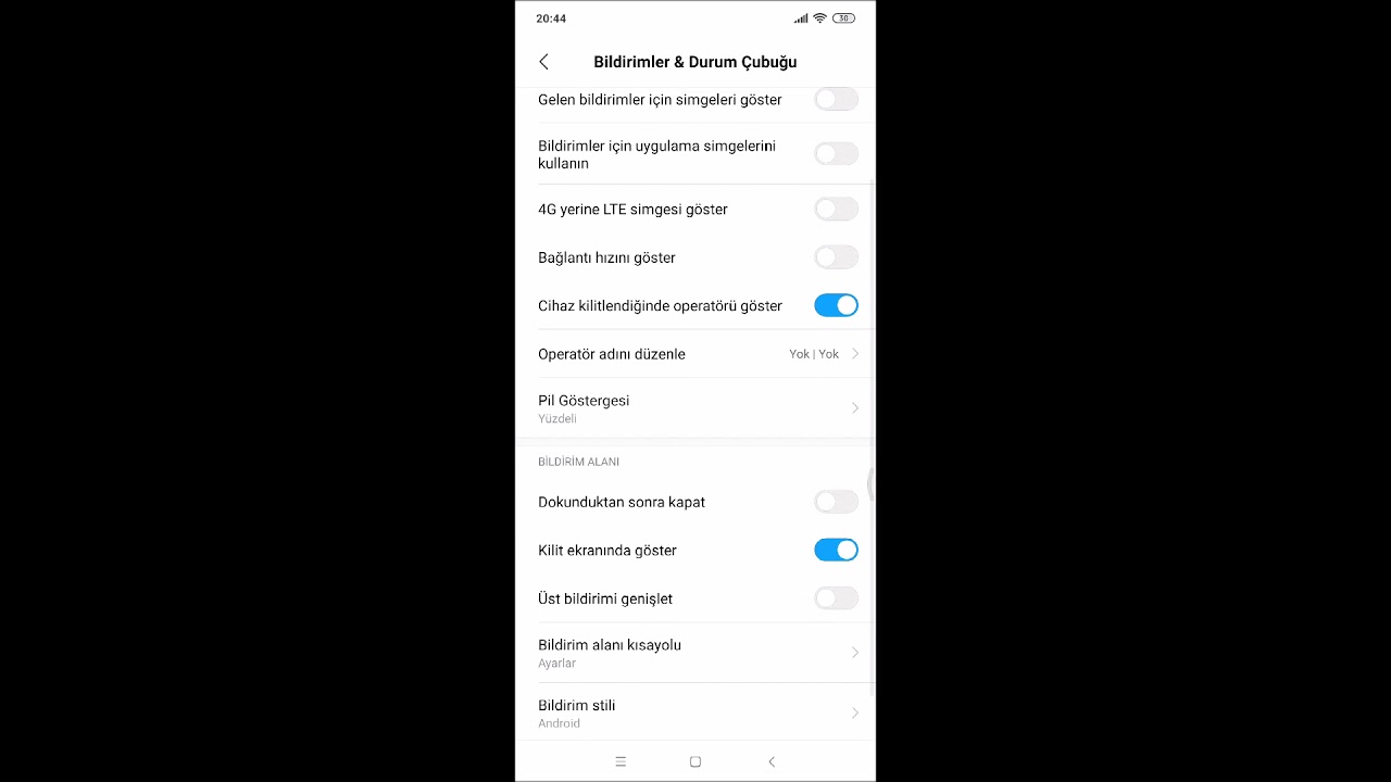 xiaomi bildirim ayarları bildirim ışığı a&ccedil;ma