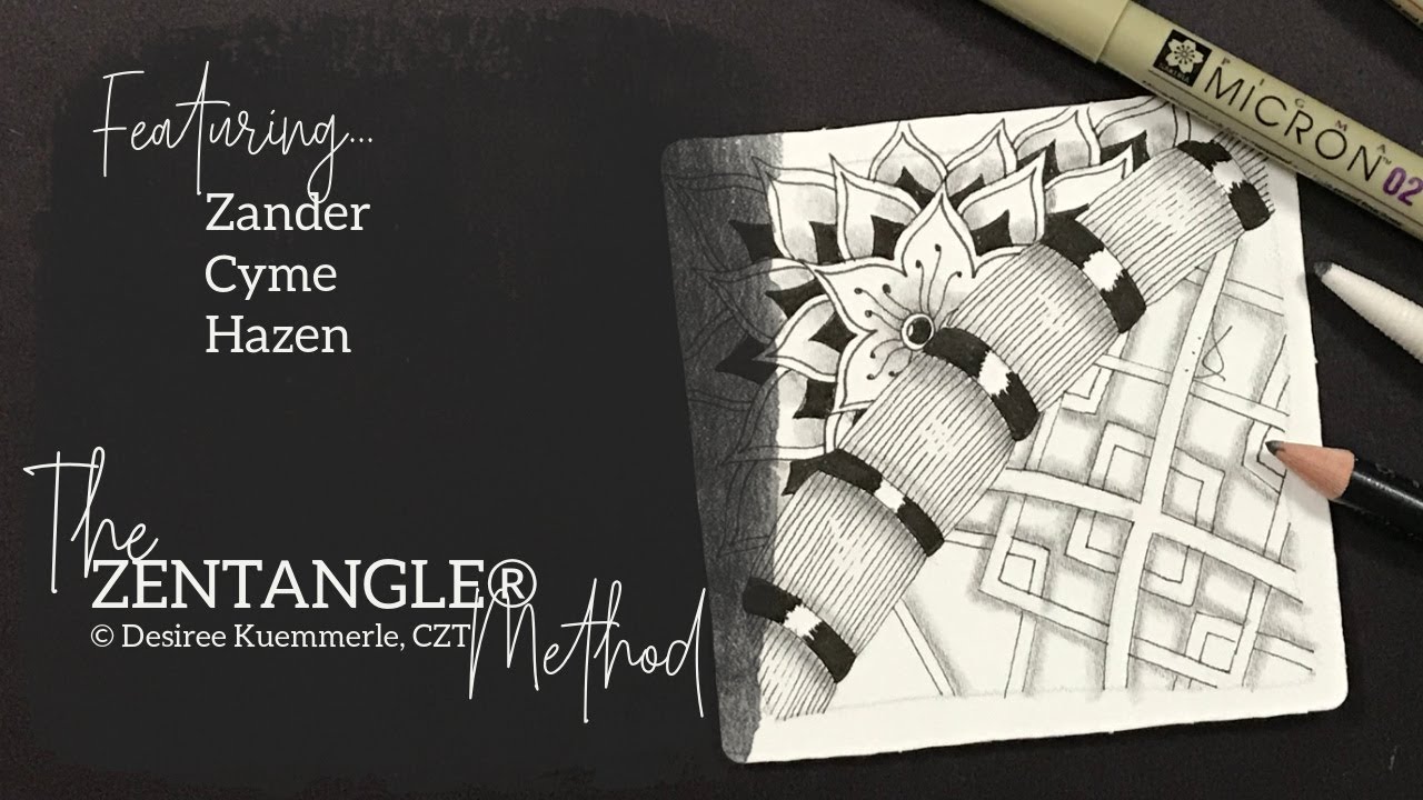 ZENTANGLE&reg; Tile #16 | Tangle with Zander and Cyme | No Voice (Beginner Zentangle Tutorial)