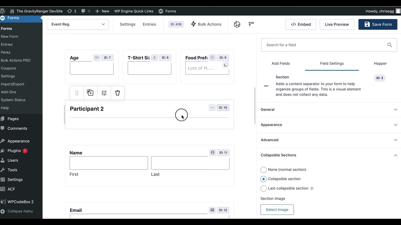 How to Create Field Groups in Gravity Forms using Collapsible Sections
