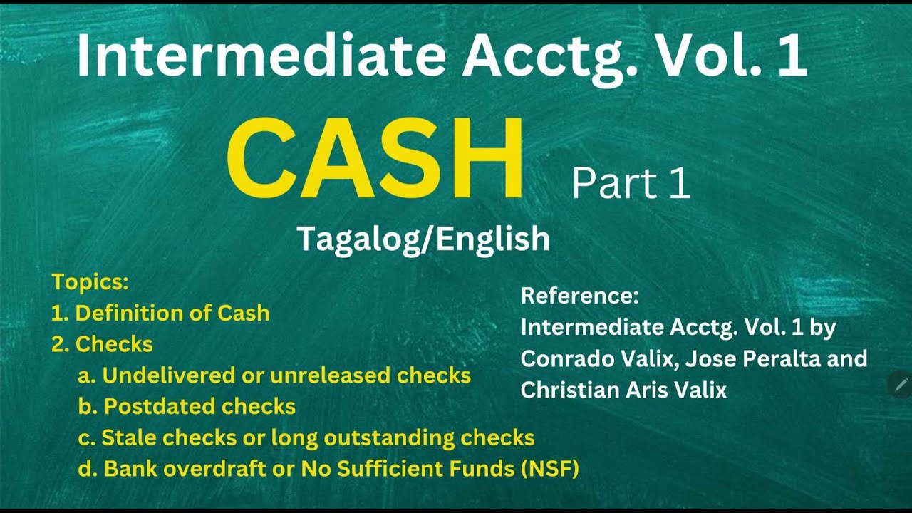 INTACC 1-Cash Part 1-Cash, Undelivered Checks, Postdated Checks, Stale Checks, and Bank Drafts