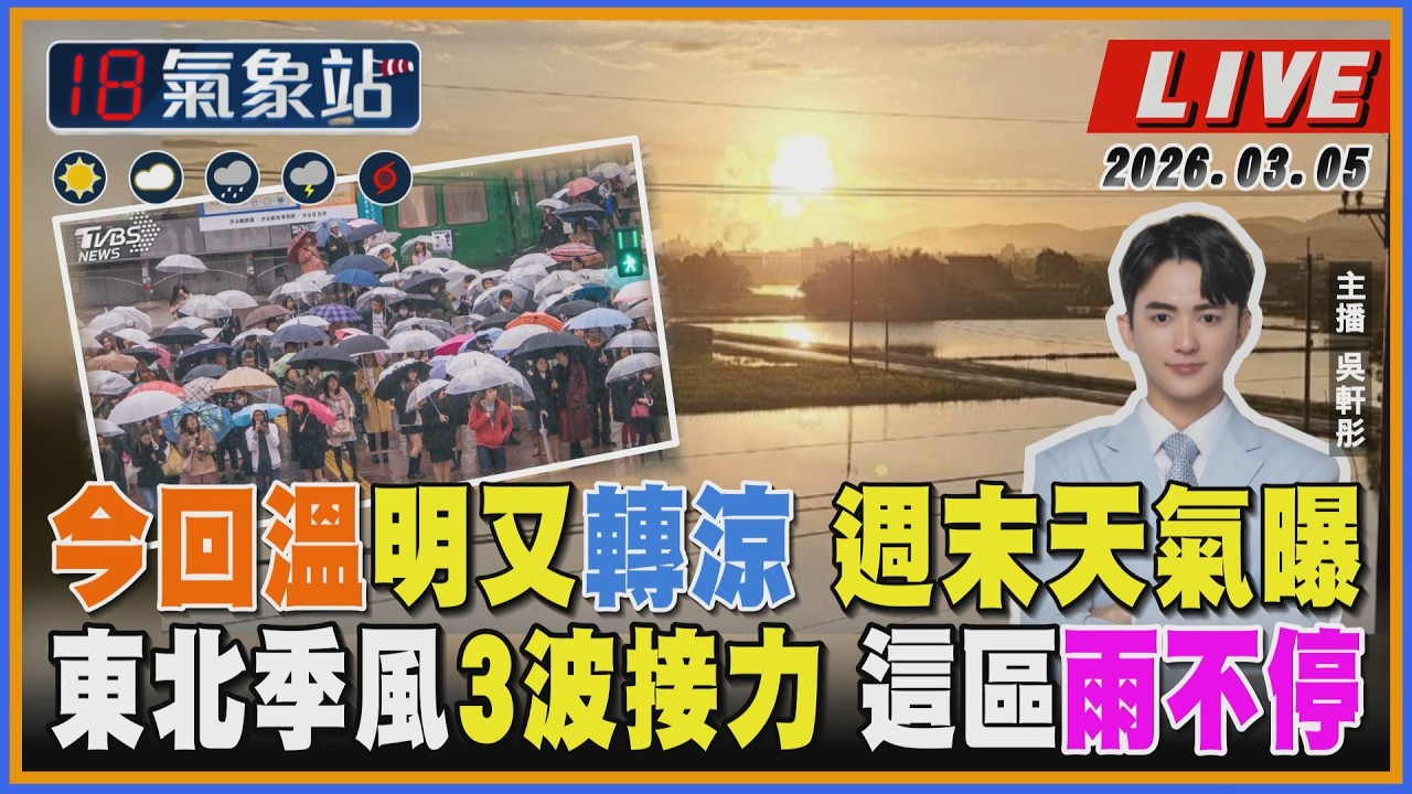 【TVBS18氣象站】今回溫明又轉涼 週末天氣曝 東北季風3波接力 這區雨不停