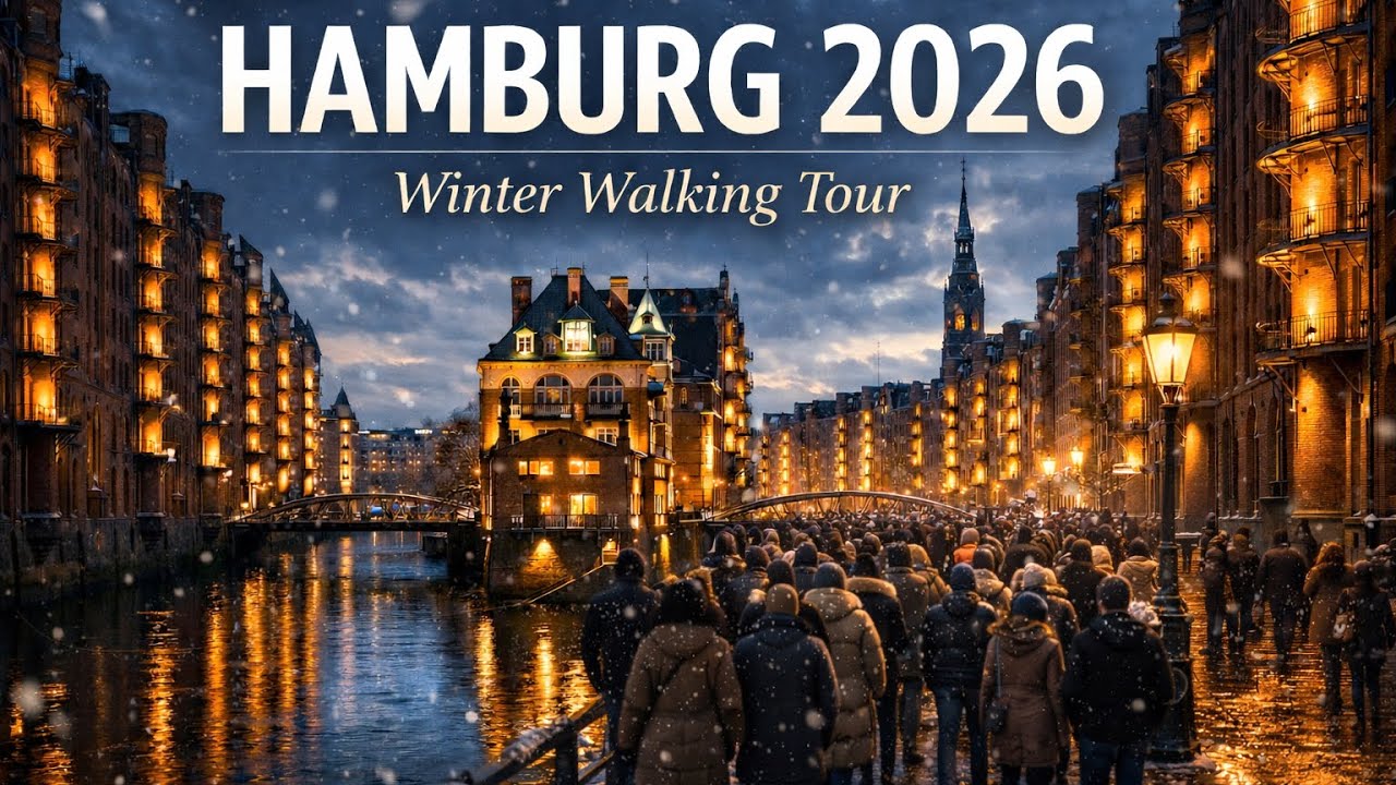 Hamburg, Germany Night [ 4k ] City Walking Tour | ASMR | Snowy Streets | Relaxing Vibes