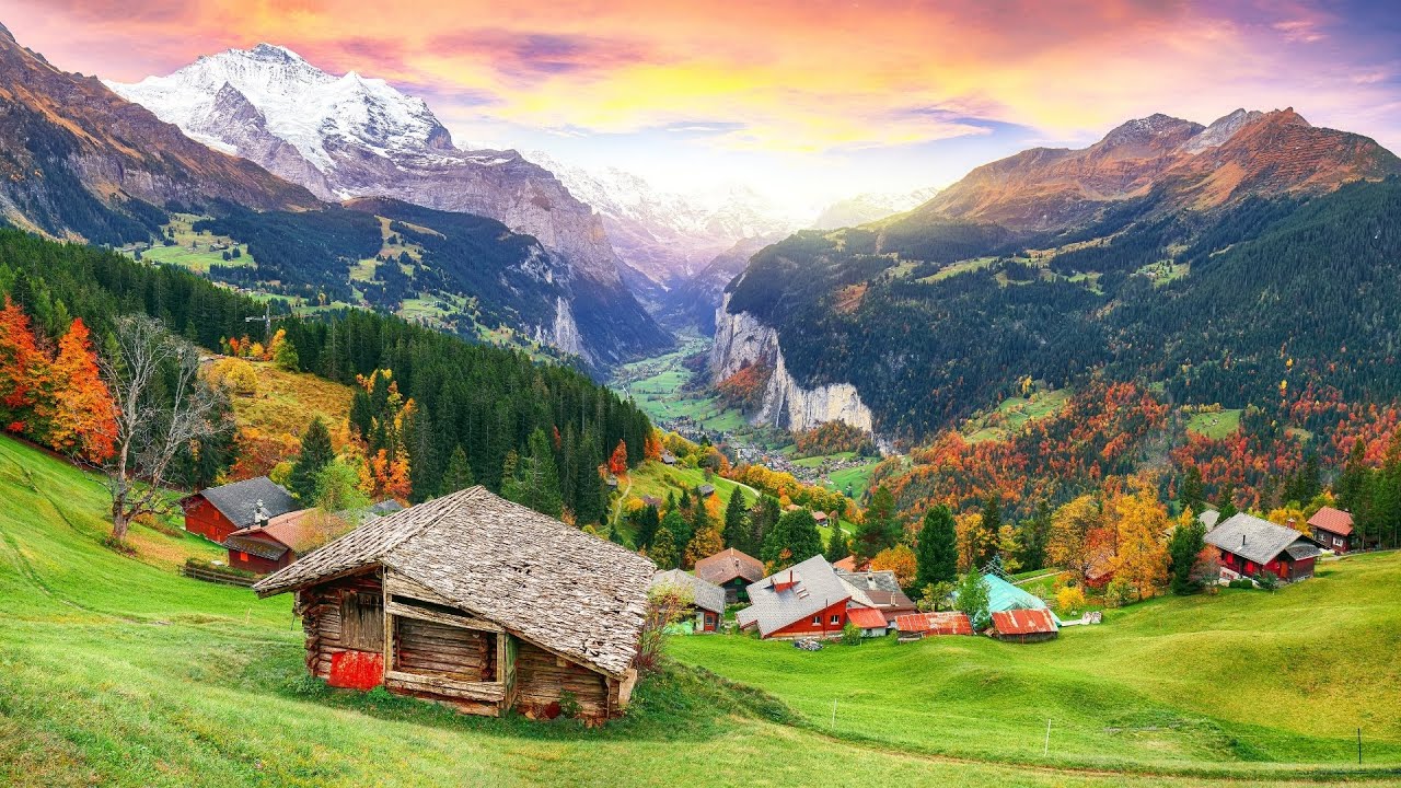 Lauterbrunnen Valley, Switzerland - Idyllic Mountain Scenery of Swiss Alps