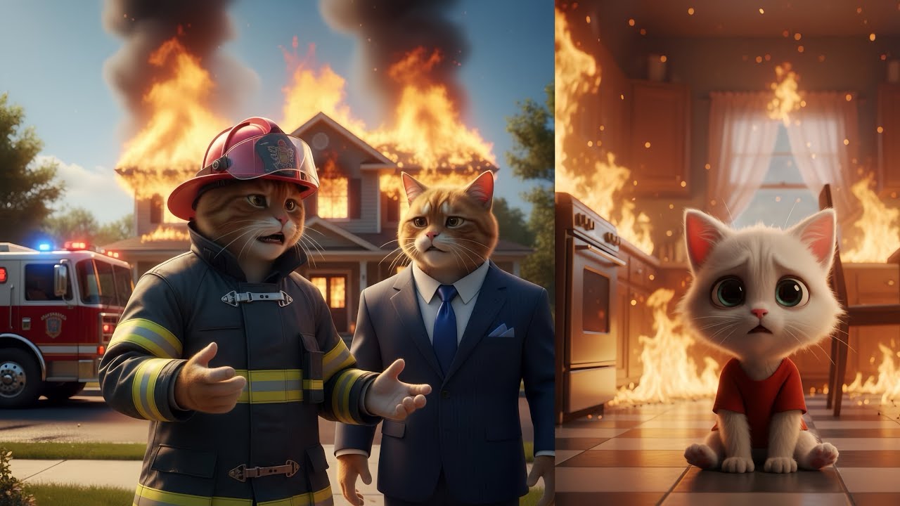 House on Fire While Dad Is Away 🔥🐱 | Can the Cat Father Save His Son in Time?