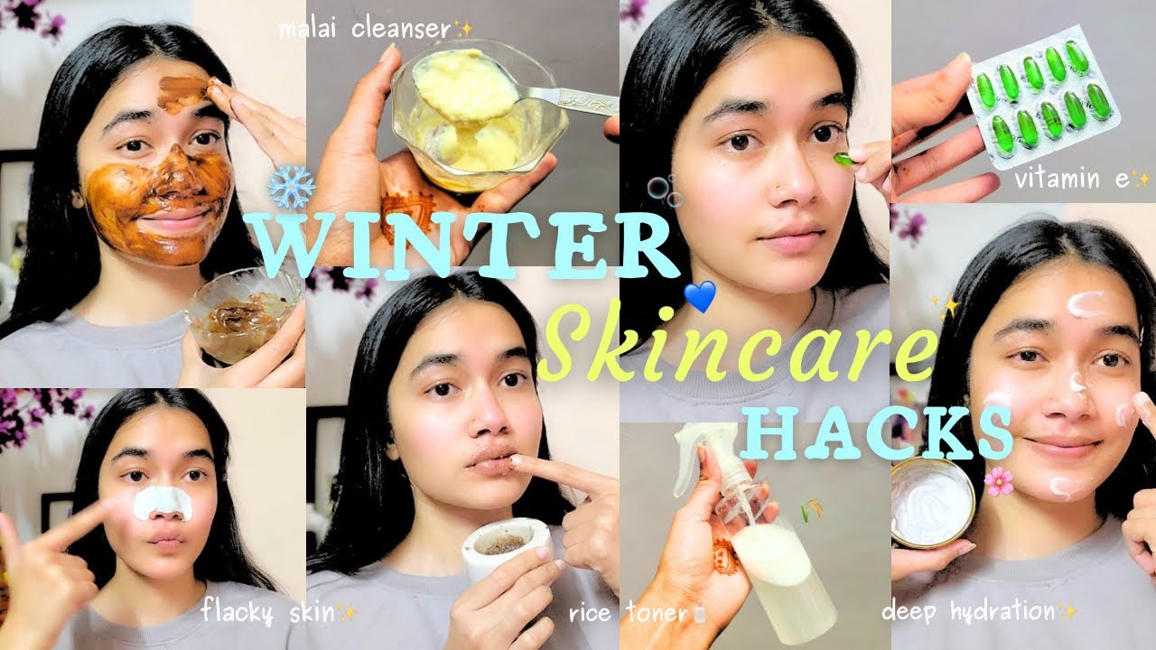 WINTER SKINCARE HACKS ❄️🌷 for Soft & Glowing Skin 💙 10 Beauty Hacks ✅ #hacks #skincare 