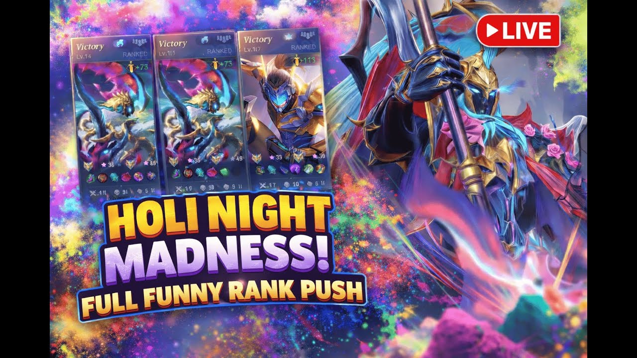 🔥 ONLY 6 SUBS LEFT FOR 500! 😱 Holi Night Madness | Glory Rank Push LIVE | MLBB Hindi