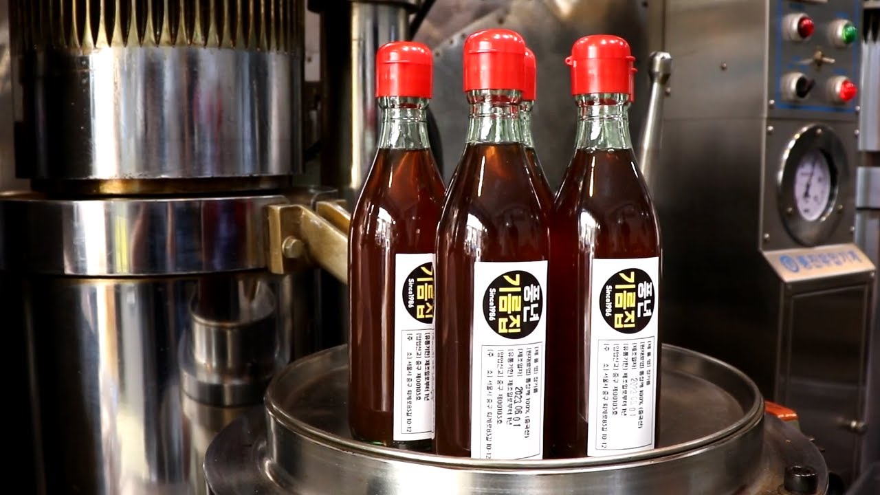 Amazing Mass Production Process of Sesame Oil | Korean Food Factory
