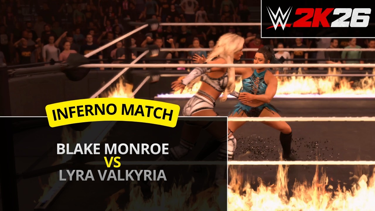 WWE 2K26 – Лира Валькирия против Блейка Монро (матч «Адское пламя»)