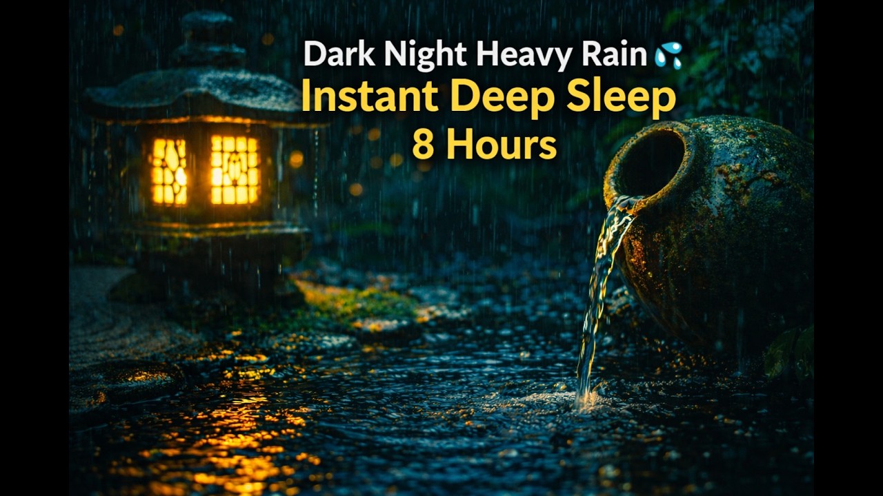Heavy Rain in a Lantern Garden – Sleep Instantly