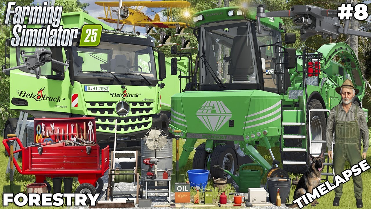 MAKING & SELLING WOOD CHIPS 🌲🚚 DIAMANT + HEIZOMAT TRUCK | FORESTRY | Farming Simulator 25 | EP 8