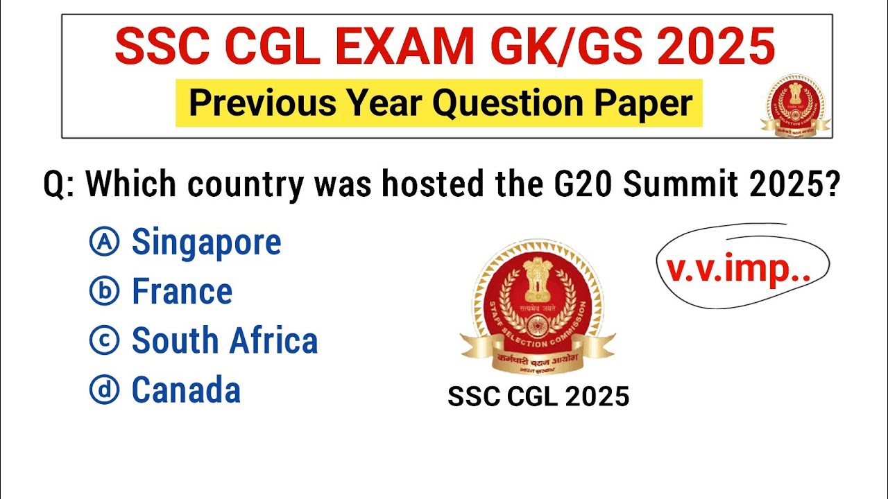 SSC CGL 2025 | SSC CGL previous year question paper | SSC CGL Exam gk questions | ssc cgl gk gs