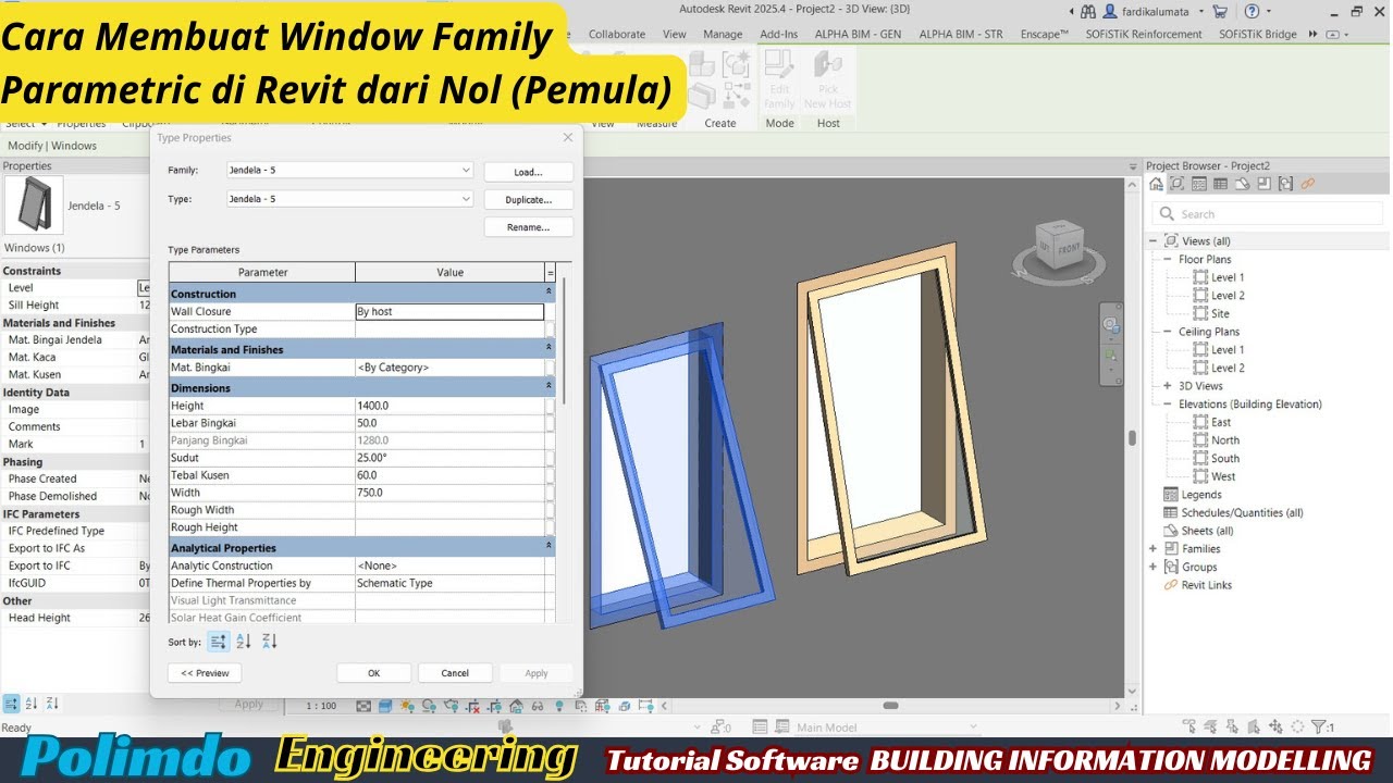 Как создать параметрическое семейство окон в Revit с нуля (для начинающих)