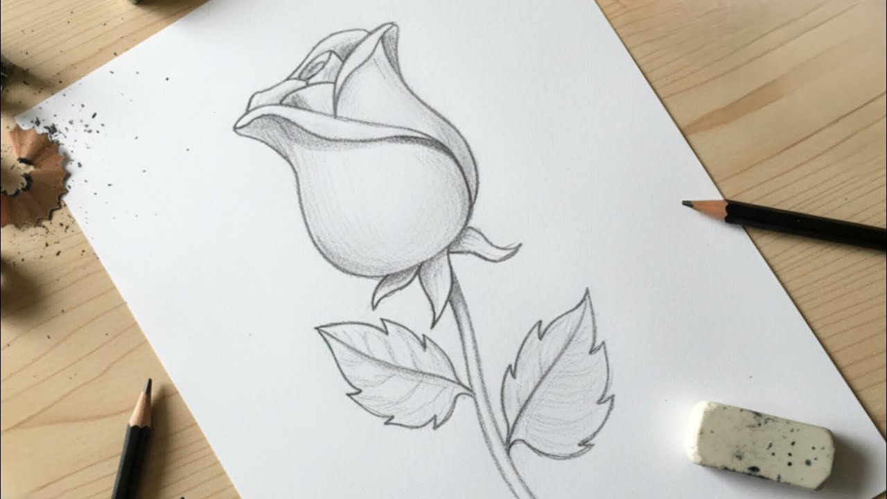 How to Draw a Rose with Pencil | Easy Rose Drawing Tutorial