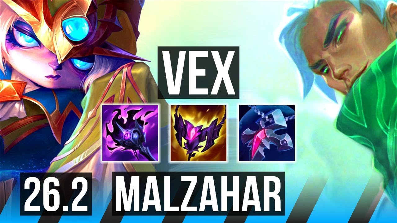 VEX vs MALZAHAR (MID) | Good KDA: 18/2/8, 43K damage | EUW Master | 26.2