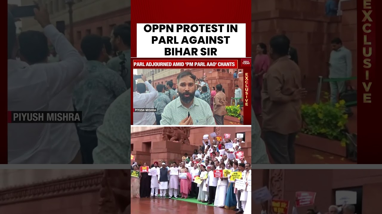 Bihar SIR Row: Opposition Stages Protest Outside the Parliament | #shorts #biharsir #opposition