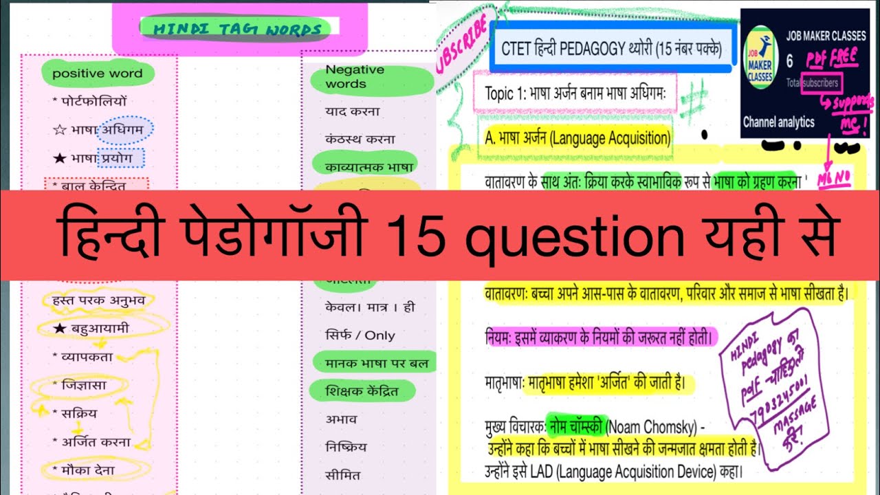 CTET HINDI PEDAGOGY COMPLETE 15 marks || full concept | 8 feb 2026 exam | पेडागोजी 
