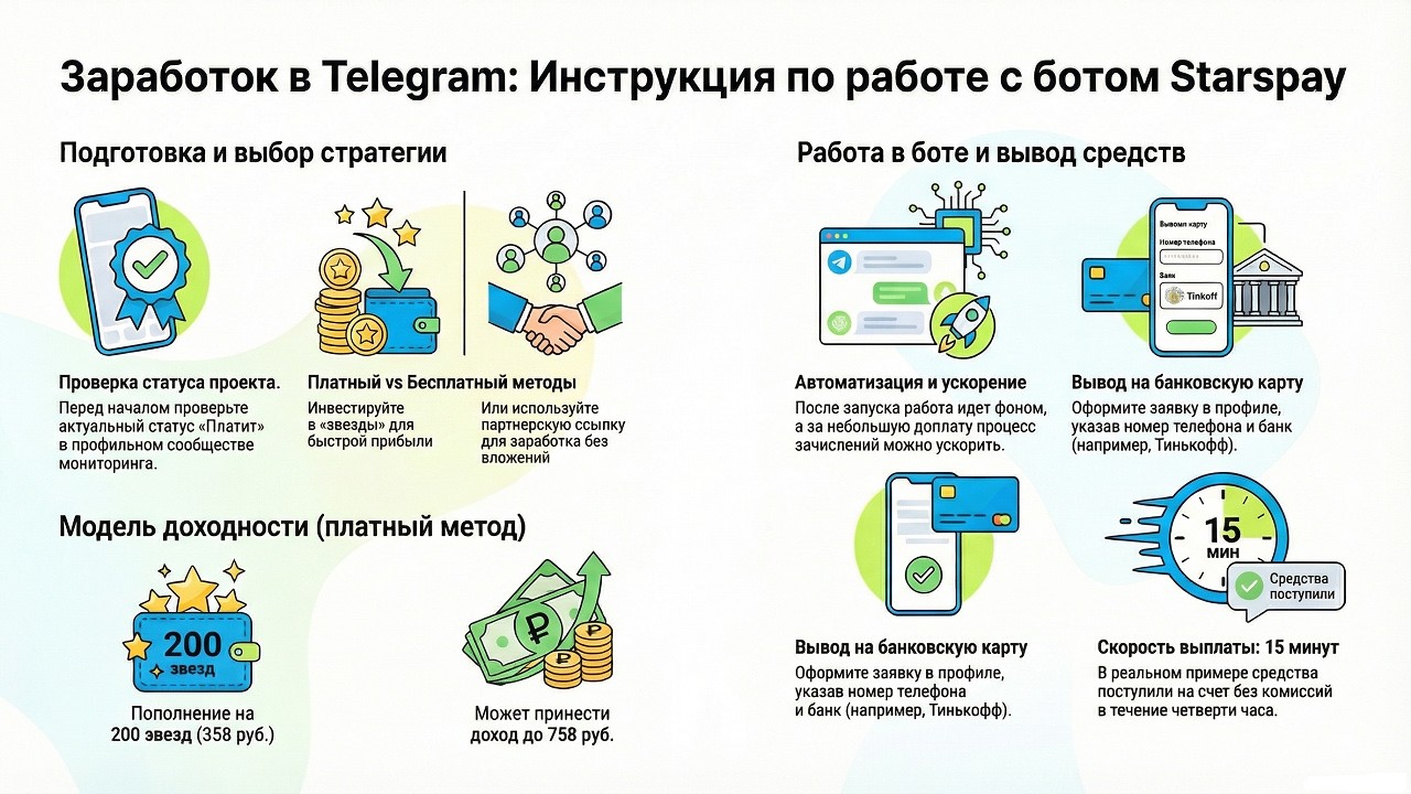 Мобильный заработок проверка бота Starspay и вывод средств#деньги