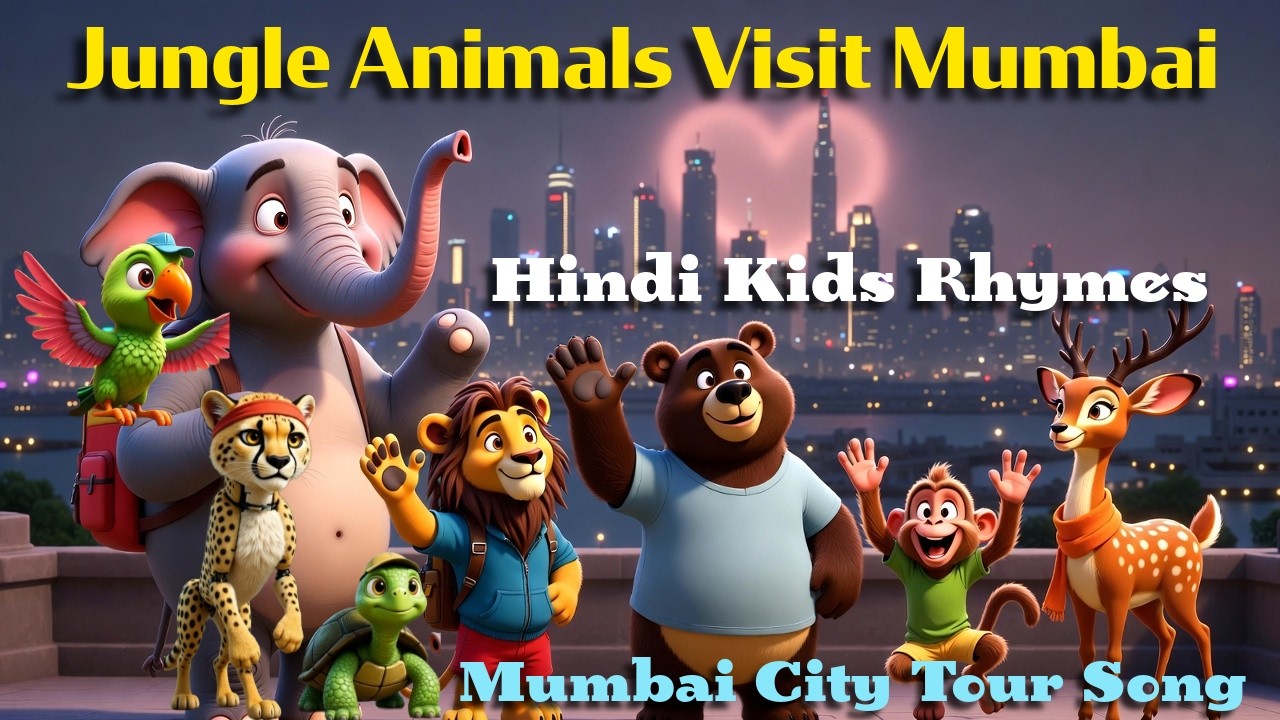 Jungle Animals Visit Mumbai 🐯🌆 | Hindi Kids Rhymes | Mumbai City Tour Song