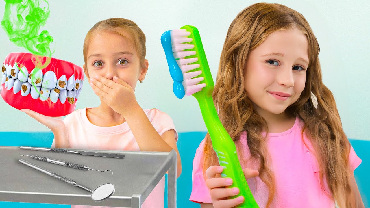 Nastya teaches children about health care and good habits