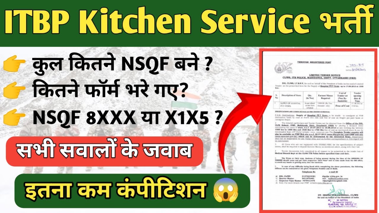 ITBP Kitchen Service Total Candidates & NSQF Certificate | ITBP Kitchen Service Exam Date 2025 #itbp