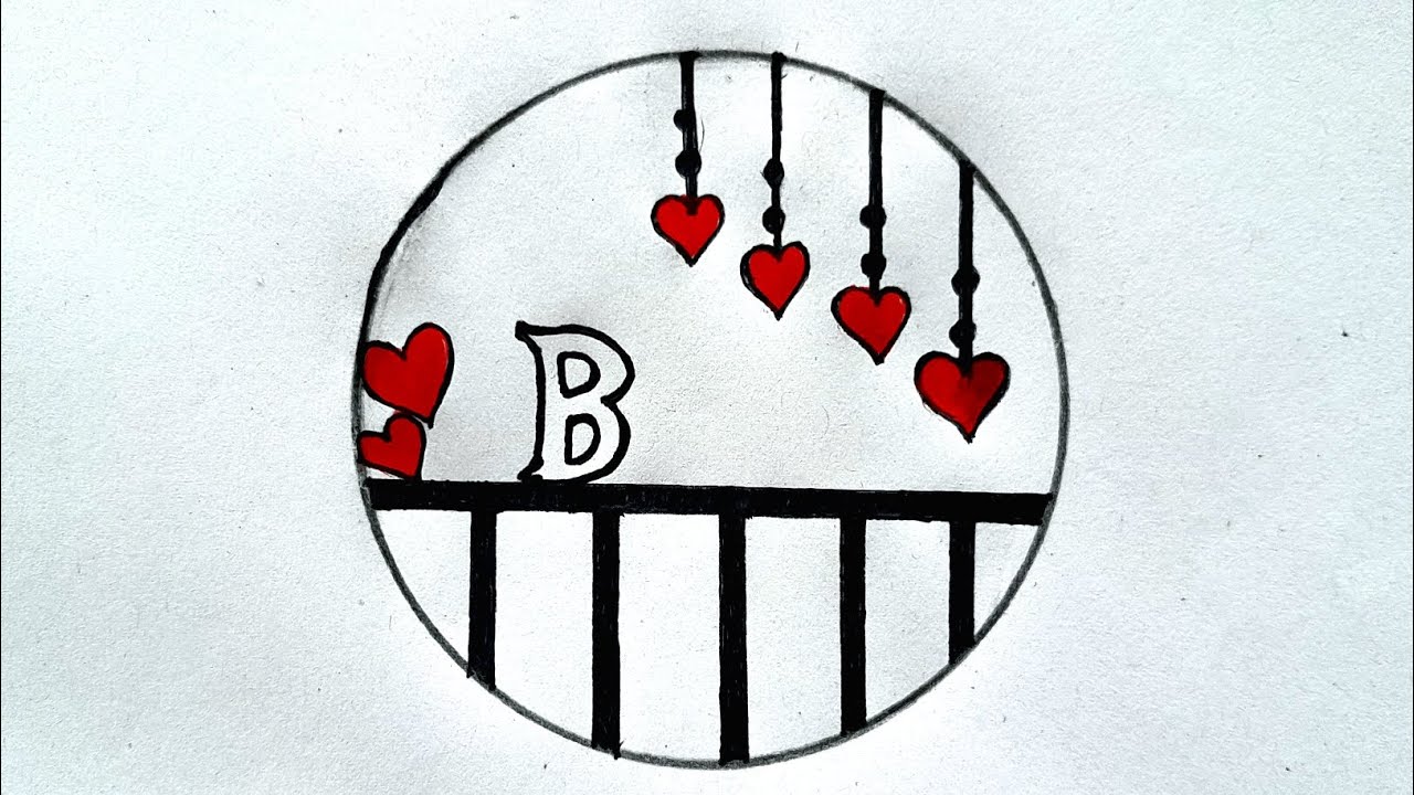 How To Make B Letter Circle Drawing || B Letter Drawing in Circle || Easy Letter Circle Drawing