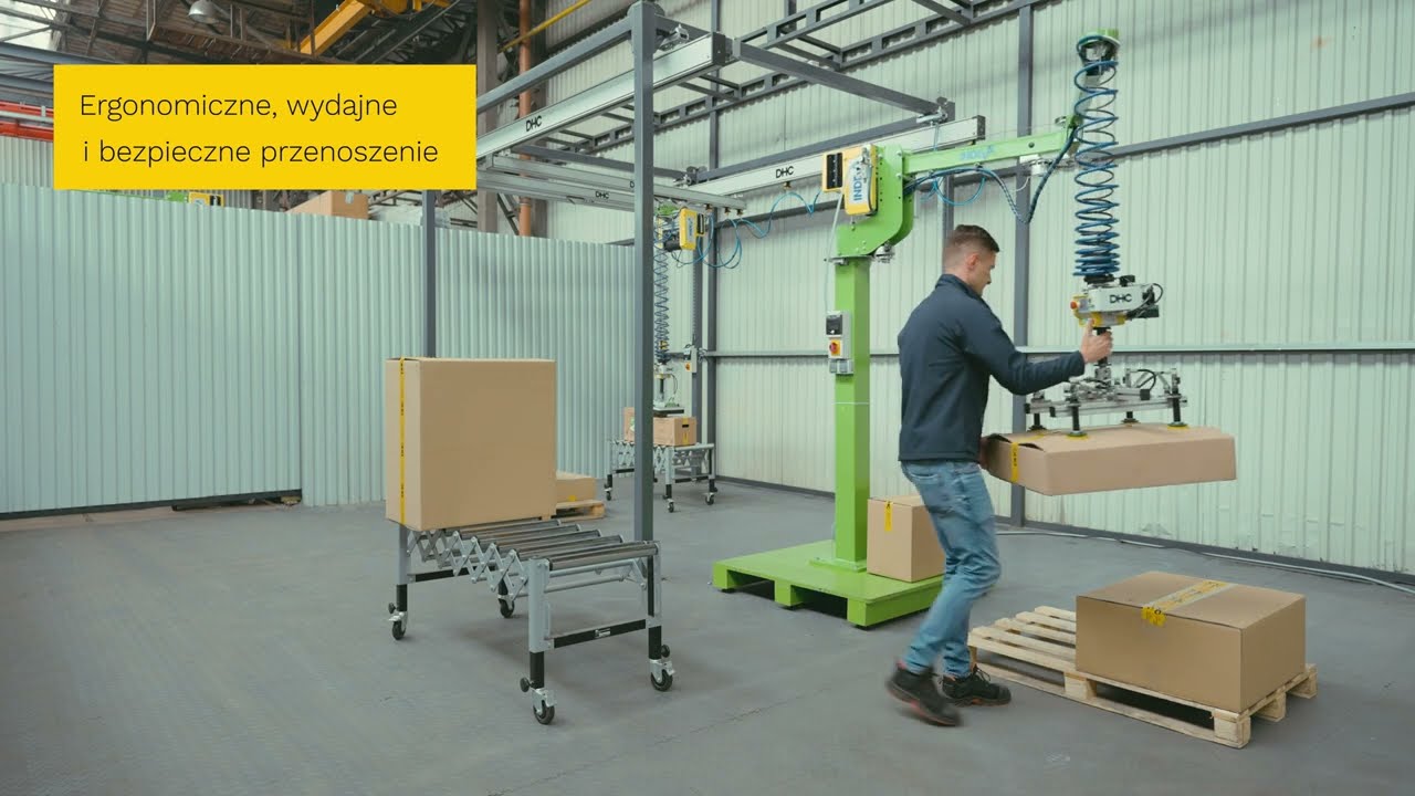Szybkie i ergonomiczne przenoszenie kartonów 50 kg - Manipulator INDEVA Liftronic
