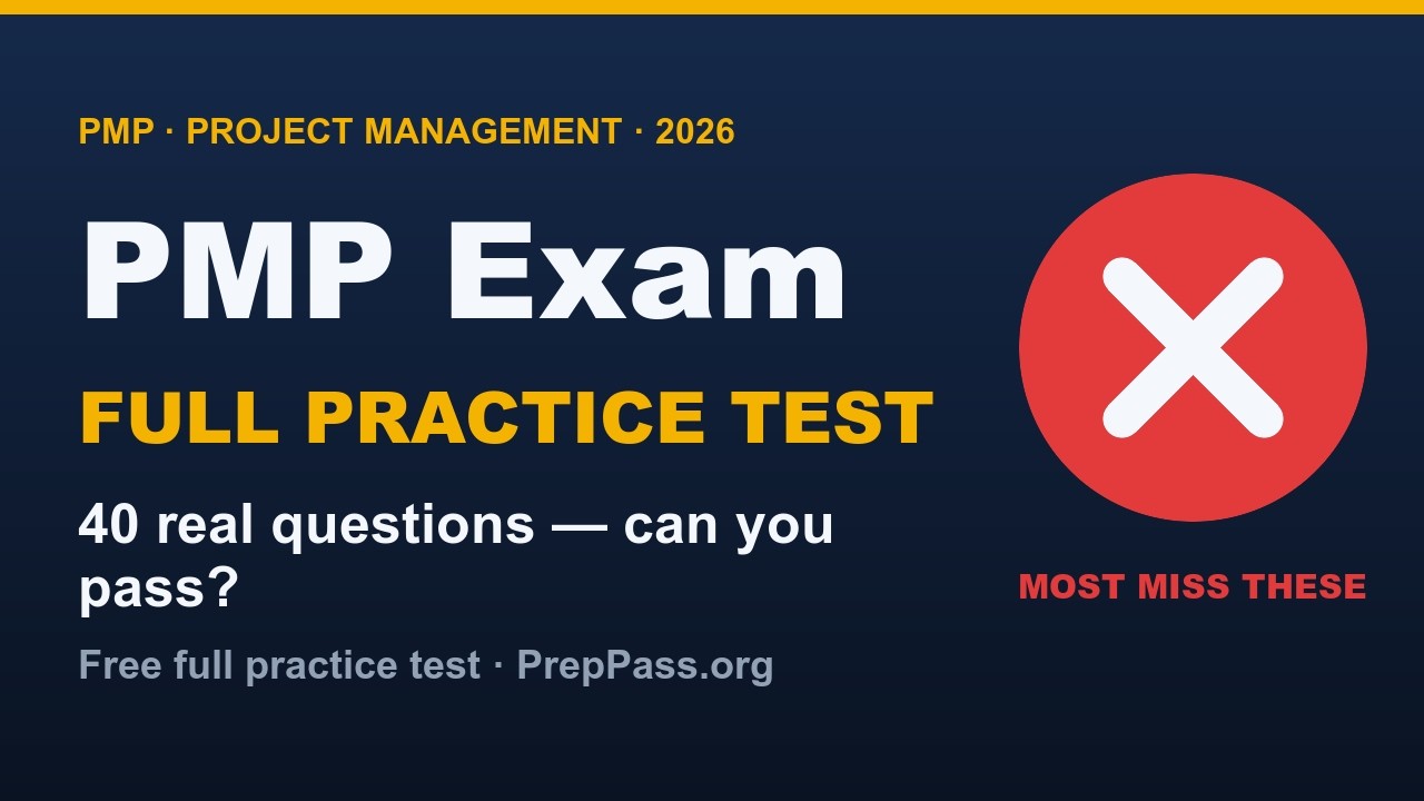 PMP Practice Test 2026 &mdash; 40 Real Questions & Answers | PrepPass.org