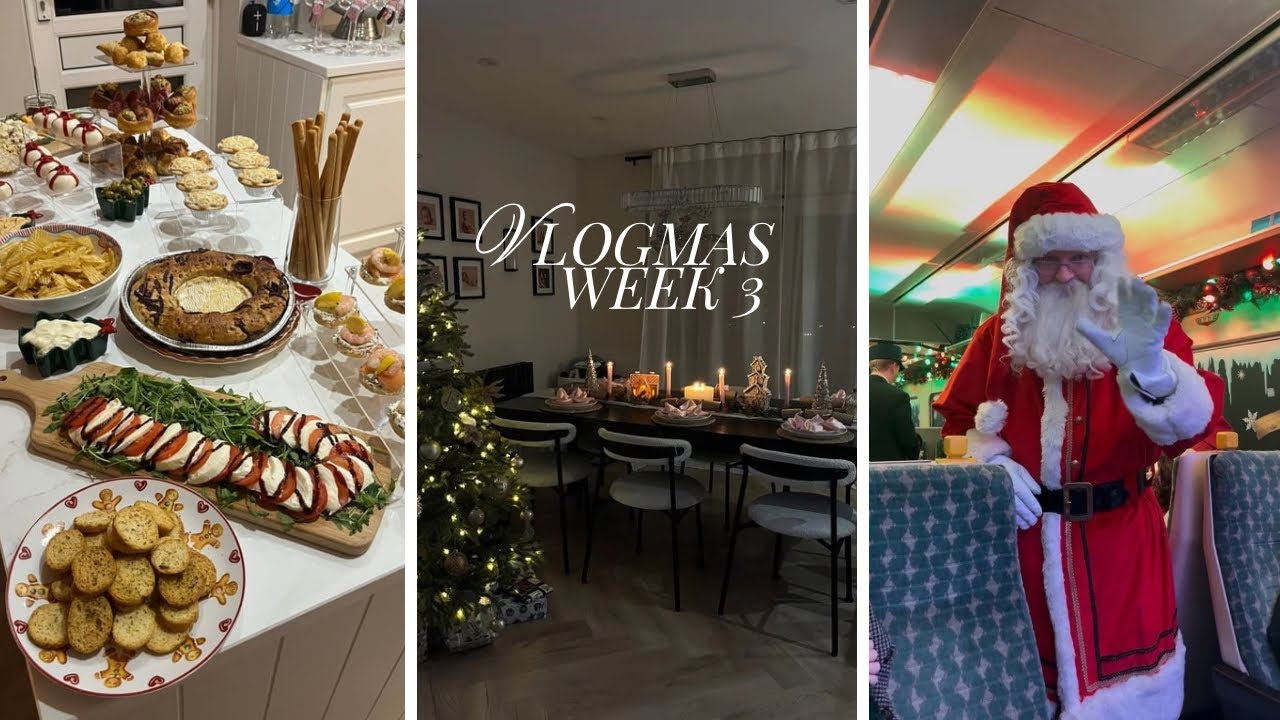 VLOGMAS WEEK 3 // polar express, hosting girlsmas & christmas party food haul