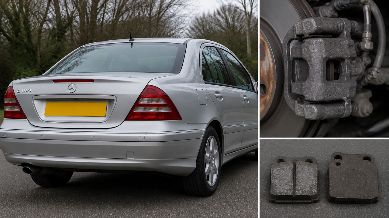 Mercedes c class w203 rear brake pads removal and replacement