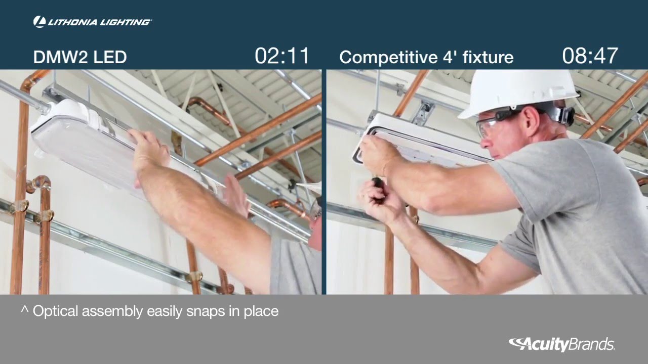 DMW2 LED Wet Location Light Vapor Tight Installation Comparison - Acuity Brands