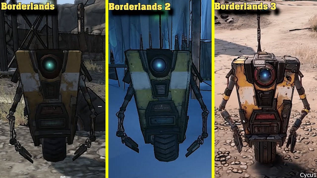 Сравнение голосов и моделей Claptrap в Borderlands, Borderlands 2 и Borderlands 3
