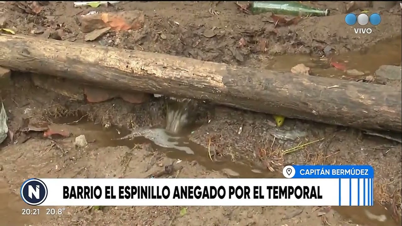 Barrio el espinillo anegado por el temporal - Telefe Rosario