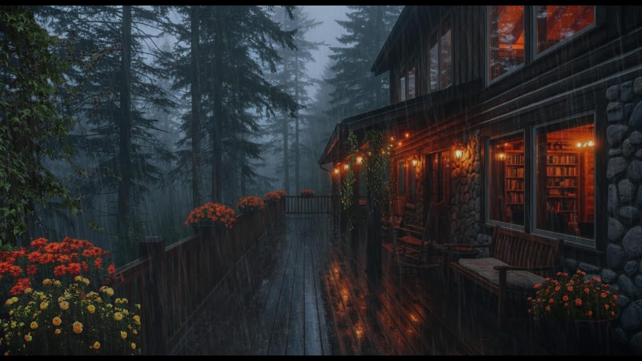 Rainy Cabin Night with Ambient Sounds | Deep Sleep Soundly