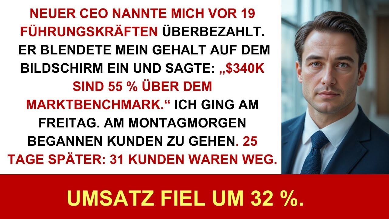 Neuer CEO nennt mich im Meeting ÜBERBEZAHLT – ich gehe, ihr Umsatz fällt um 32 %