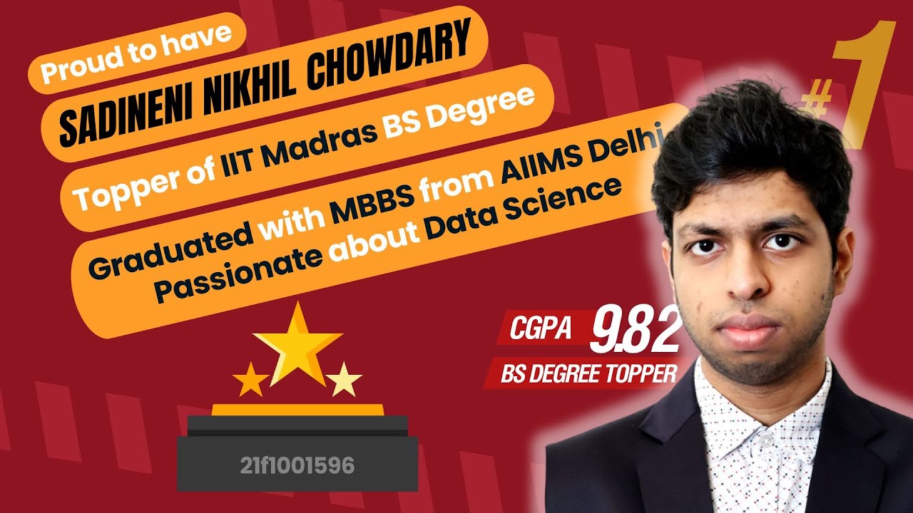 Meet Sadineni Nikhil Chowdary | From Medicine to Machine Learning : AIIMS Doctor Tops IITM BS Degree