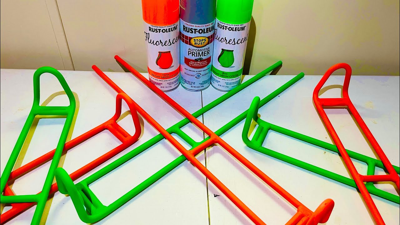 Spray Painting Takedown Rod Holders With Neon Rust-oleum