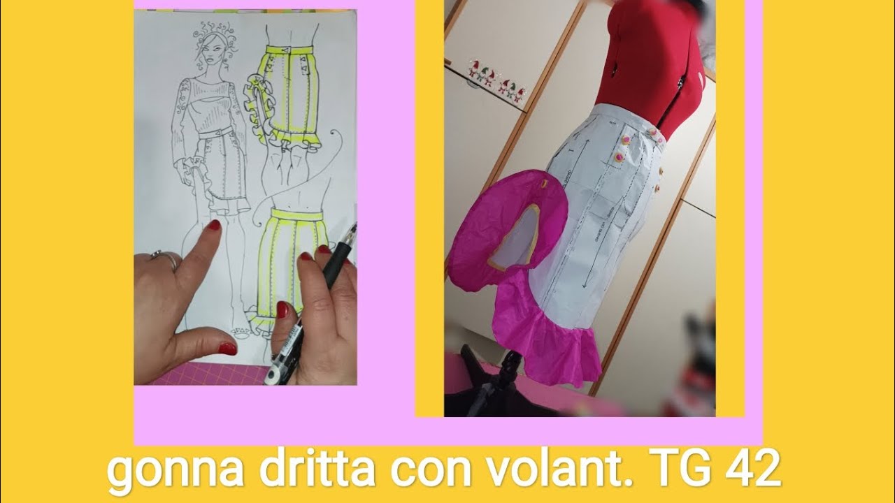 GONNA DRITTA CON VOLANT.tg42. Cartamodello Gratuito.