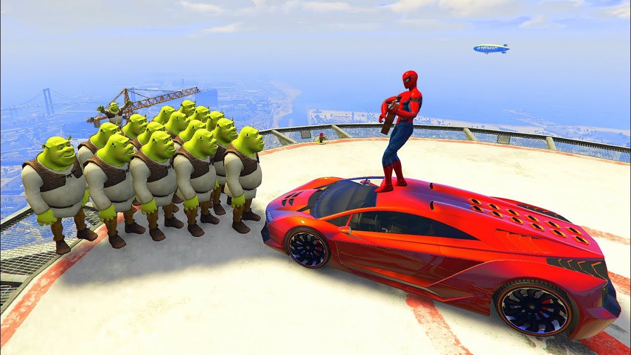 GTA 5 Crazy Ragdolls Spiderman Vs SHREK (GTA 5 Euphoria Physics Ragdolls Fails Funny)